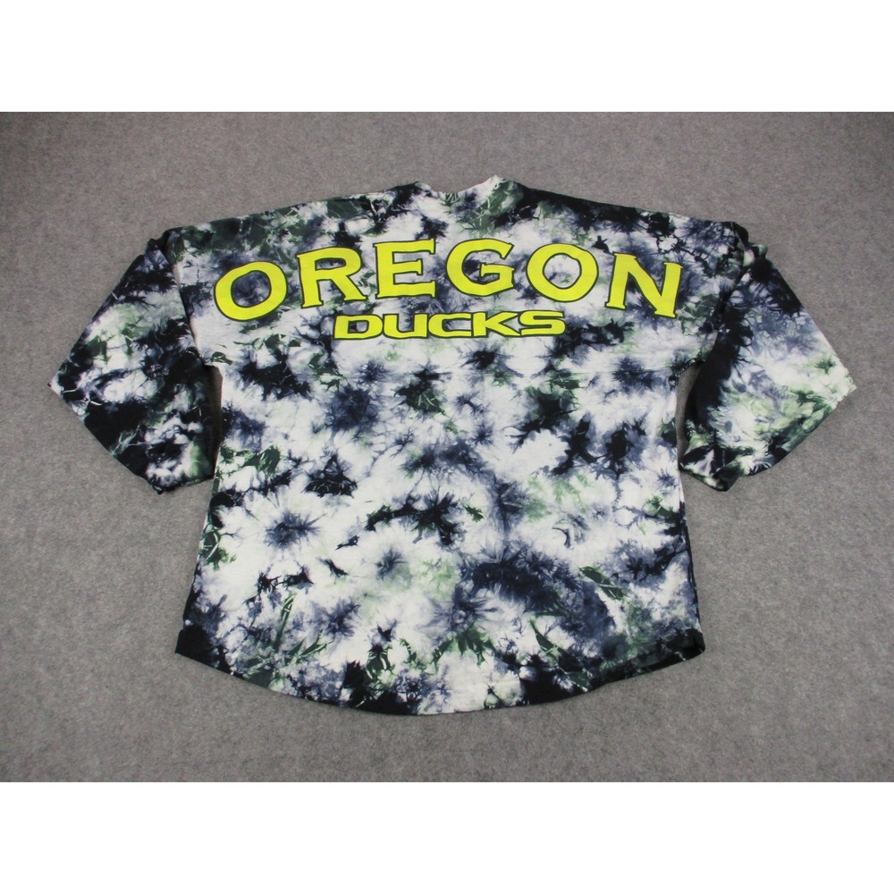 Oregon Ducks Shirt Womens Medium White Blue Tie Dye NCAA Football Spirit Jersey